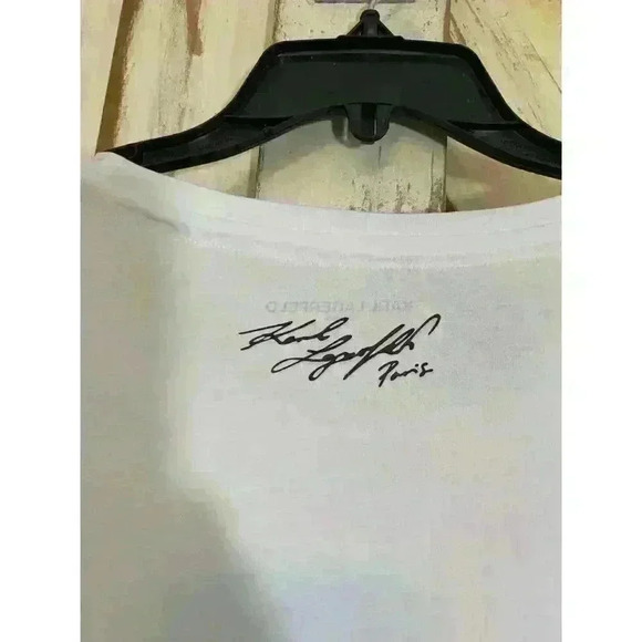 NWT Karl Lagerfeld Paris Women Tshirt Eiffel Tower Logo White Size M‎ - Picture 10 of 11